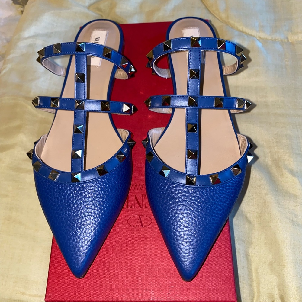 VALENTINO GARAVANI Rockstud Caged Mule In Blue 41